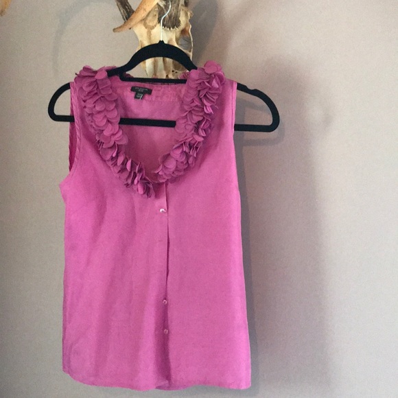 XSP Ann Taylor silk fuchsia blouse sleeveless - Picture 1 of 8